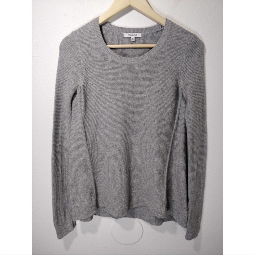 Madewell Gray Thermal Knit Swing Cut Pullover Sweater Sz S EUC